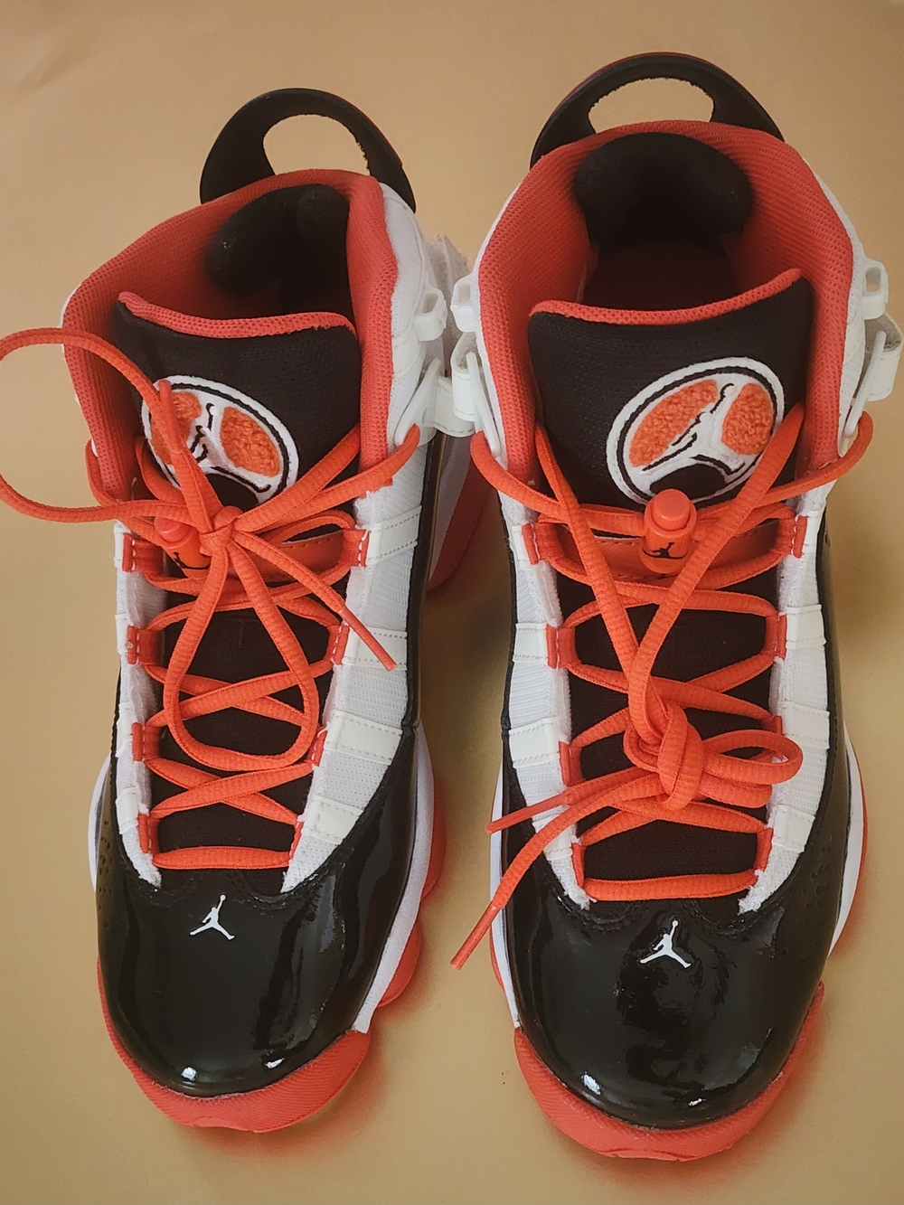 Jordan Kids Black, White & Orange High-Top Sneakers
